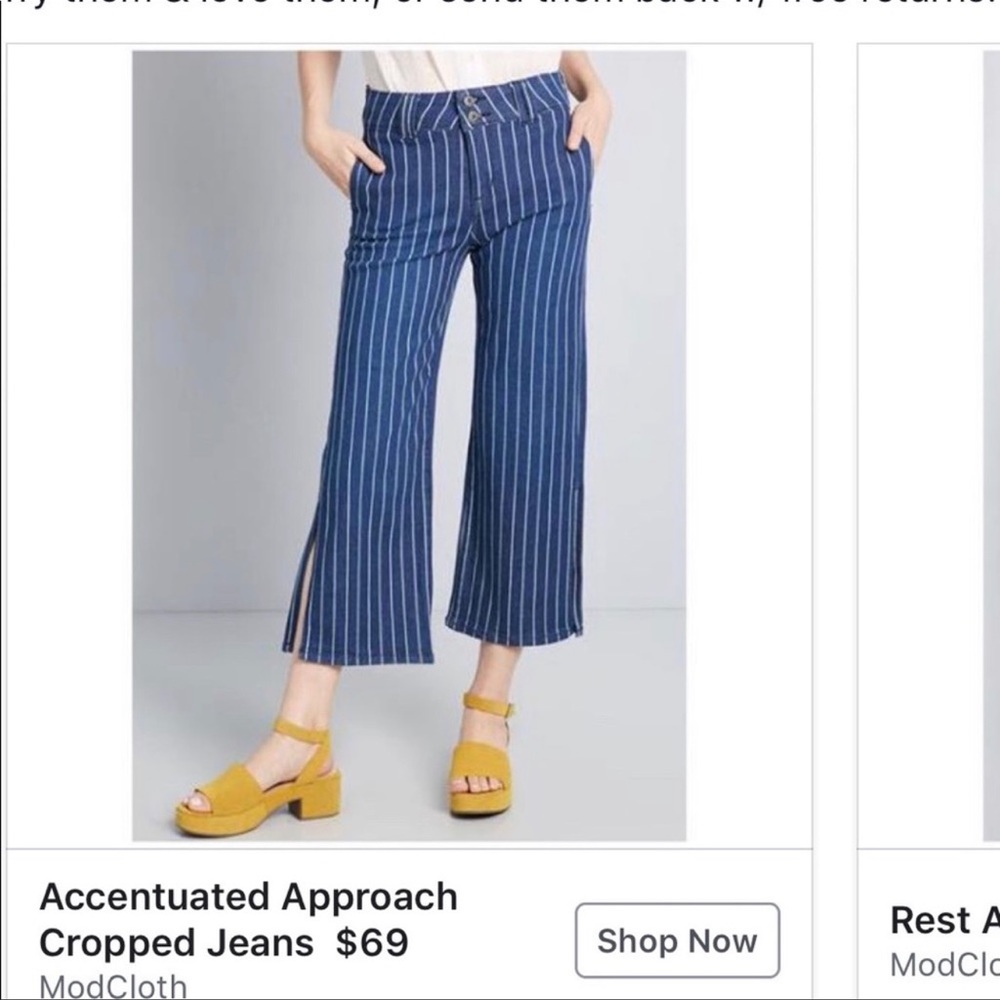 ModCloth cropped striped denim jeans, size 5, 26” waist